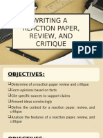 Writing A Reaction Paper, Review and Critique