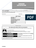 Dishwasher User Instructions: Danger Warning