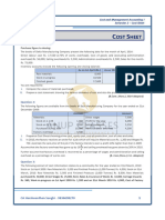 Cost Sheet Questions