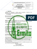 Procedimiento de Devolución de Producto Terminado