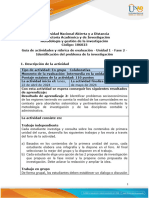 Guia de Actividades y Rubrica de Evaluacion Unidad 1 - Fase 2 - Identificación Del Problema de La Investigación