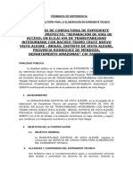 Términos de Referencia Reparacion de Vias de Acceso en El (La) Via de Transitabilidad Interurbana Con