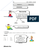 I BIM - 1er. Año - ALG - Guía 5 - Monomios