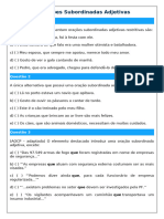 Exercícios Orações Subordinadas Adjetivas