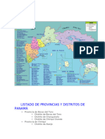 Listado de Provincias y Distritos de Panamá