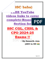 Youtube Videos Link For Reasoning Section by Samarth Jain SSC Baba