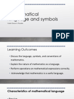 Mathematical Language and Symbols With Additional Topics Organized