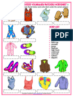 Clothes and Accessories Vocabulary Esl Matching Exercise Worksheets For Kids