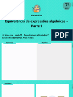 Equivalência de Expressões Algébricas Parte 1: Matemática