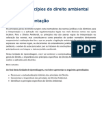 Princípios Do Direito Ambiental: Ao Final Desta Unidade de Aprendizagem, Você Deve Apresentar Os Seguintes Aprendizados