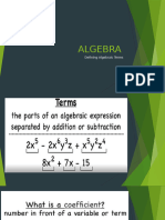 Lesson 5 - Defining Algebraic Terms and Substitution