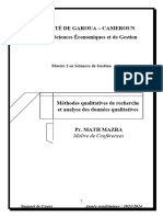 Méthodes Qualitatives Et Analyse Des Données Qualitatives FSEG GAROUA 2023-2024