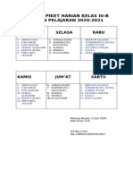 Daftar Piket Harian Kelas