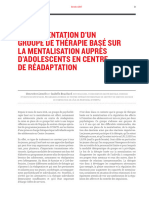 Expérimentation D'Un Groupe de Thérapie Basé Sur La Mentalisation Auprès D'Adolescents en Centre de Réadaptation