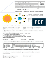 Prova Sobre Movimentos Da Terra, Lua, Eclipses