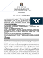 Edital de Abertura - Analista e Agente de Mobilidade Urbana