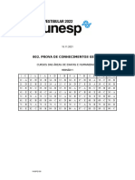 Gabarito Segundo Dia Primeira Fase Unesp 2022