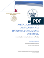 Pasaporte-Tarea 4. Actividad de Campo, Visita A La Secretaría de Relaciones Exteriores