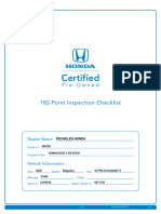 182-Point Inspection Checklist Honda Ridgeline