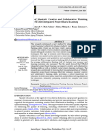 The Improvement of Students' Creative and Collaborative Thinking Skills by Applying STEAM-Integrated Project-Based Learning