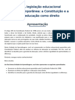 A Legislação Educacional Contemporânea: A Constituição e A Educação Como Direito