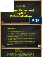 Lesson 11-Higher Order and Implicit Differentiations