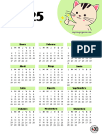 Calendario 2025 Gatito Kawaii Verde