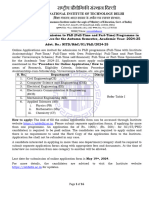 Advertisment For Admission To PHD