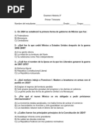 EXAMEN - HISTORIA 3° GRADO - TRIMESTRE 1 Revisado Bien