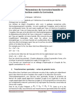 Chapitre V Phénomènes de Corrosion Humide Et Protection Contre La Corrosion.