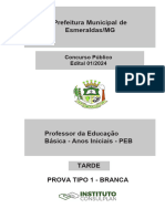 Professor Da Educação Básica - Anos Iniciais - Peb - Tipo 1 - Branca