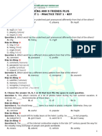 Tiếng Anh 9 Friends Plus - Unit 1 - Practice Test 1 KEY