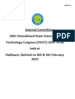 Internal Committees 18th Uttarakhand State Science and Technology Congress (USSTC) 2024 To Be Held at Haldwani, Nainital On 8th & 9th February 2024