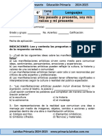 6to Grado Noviembre - Examen 04 Soy Pasado y Presente, Soy Mis Raíces y Mi Presente (2024-2025)