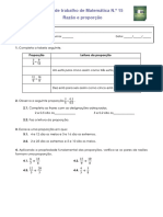 Ficha de Trabalho 15 - RazÃ o e Proporã Ã o