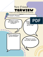 New Friend Student Interview Worksheet in Colorful Simple Style