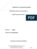 V2 - SITXMGT001 Monitor Work Operations - Student Assessment and Guide Sample