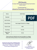 Conducted by - Institute For Promotion of Mathematics: IPM Results