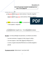 Novembre (1) Grammaire: Le Nom Et Le Groupe Nominal Complément Du Nom. Livre Page 20 Le Groupe Nominal