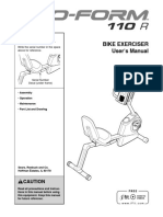 PROFORM 110R BIKE EXERCISER 2011 - Users Manual