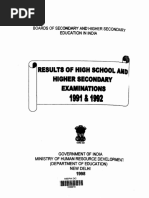 Result of High School and Higher Secondary Examination 1991 & 1992 MHRD New Delhi D09918