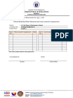 Enclosure No. 3 - Template No. 3 - School Identified Most Mastered and Least Learned Competencies