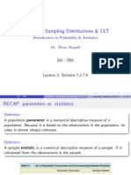 Section 7: Sampling Distributions & CLT: Introduction To Probability & Statistics Dr. Oliver Russell