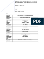 Format For Mandatory Disclosure