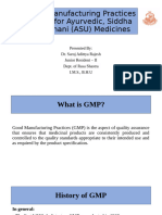 Good Manufacturing Practices (GMP) For Ayurvedic, Siddha and Unani (ASU) Medicines