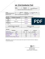 Copper (Cu) Conductor Test: Sample Details