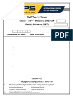 X-Social Science (SET-A) Half Yearly Exam (01-09-2022)