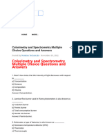 Colorimetry and Spectrometry Multiple Choice Questions and Answers