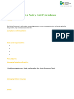 SITXGLC002 Customer Services Policy and Procedures Template