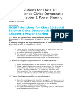 NCERT Solutions For Class 10 Social Science Civics Democratic Politics Chapter 1 Power Sharing